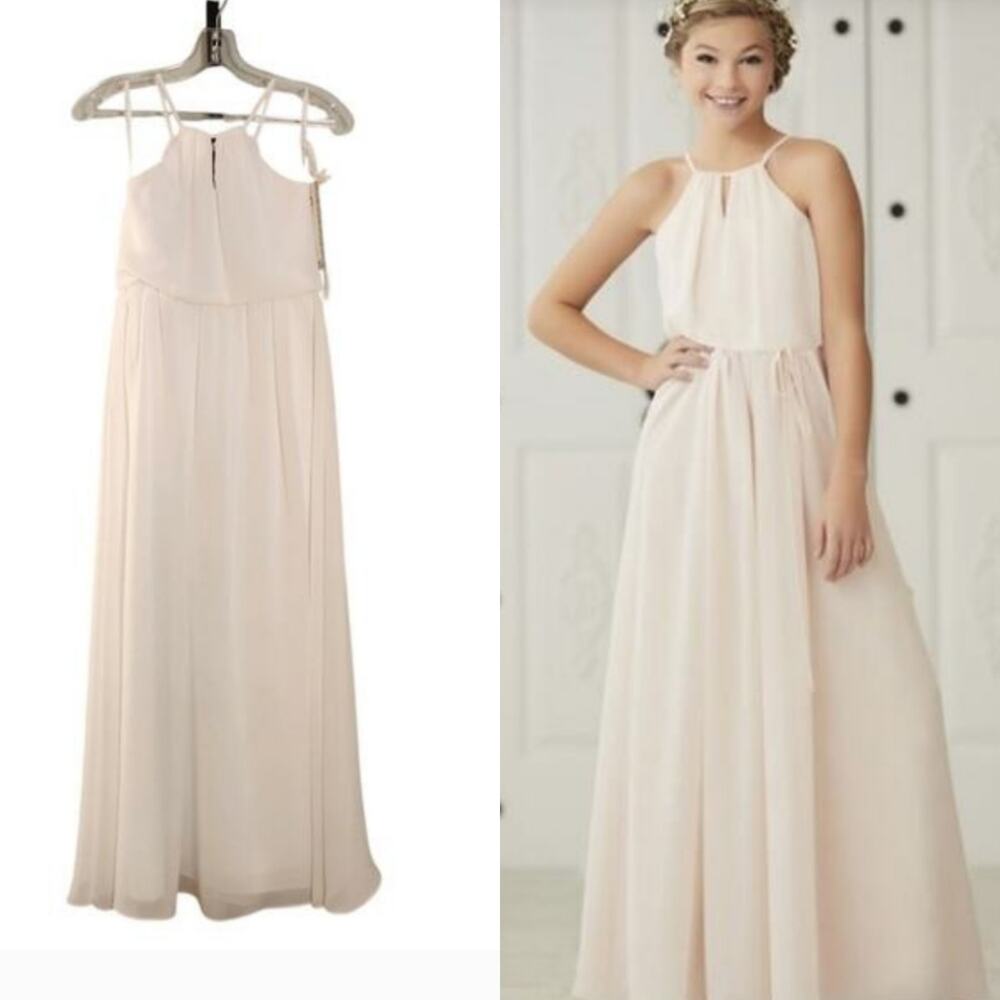 CHRISTINA WU NWT White Chiffon Halter Dress, Girls Size 10